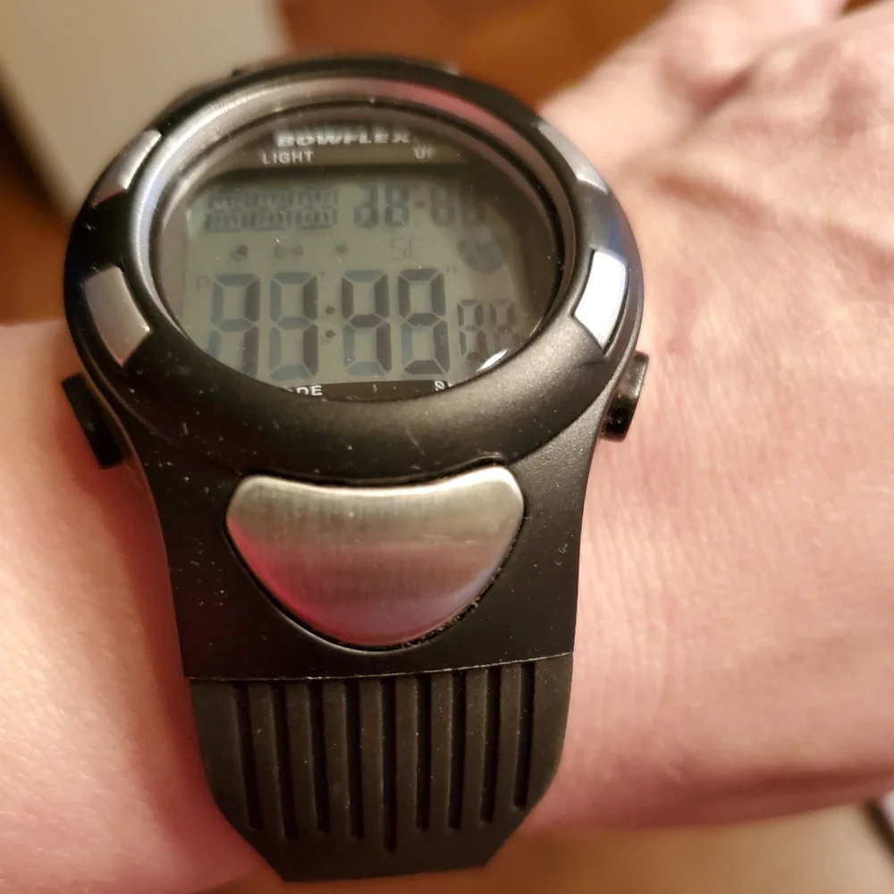 Bowflex Black & Silver Tone Silicone Watch & Heart Monitor